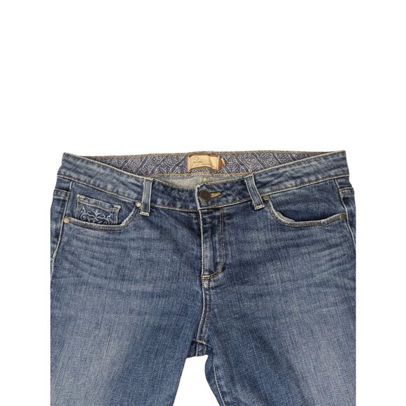 Paige Premium Womens Denim Walking Shorts Sz 31 Embroidered Back Pockets Stretch - Picture 4 of 11